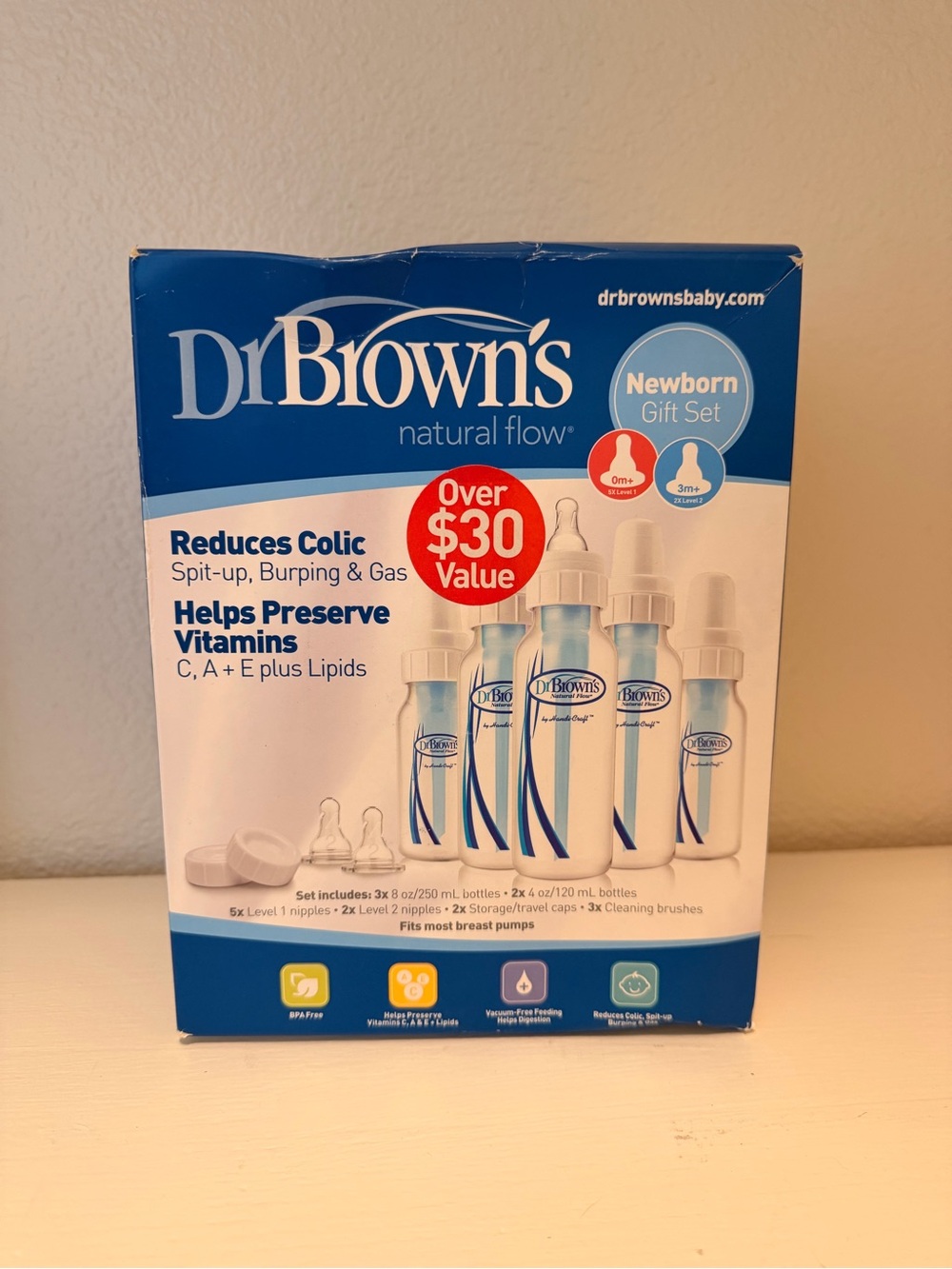 Dr. Brown's Newborn Gift Set - White and Blue Bottles